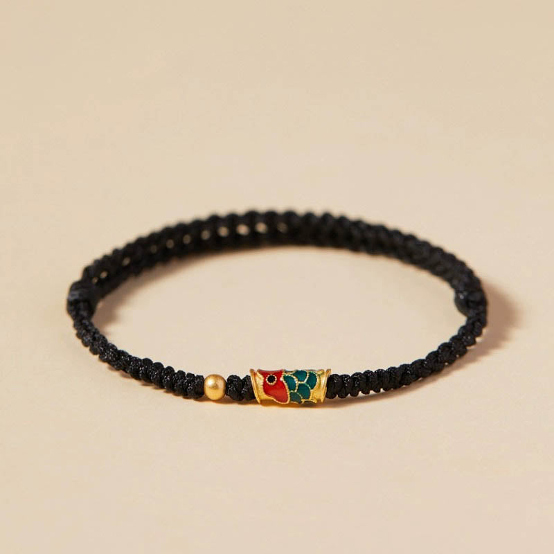 Bransoletka z plecionej liny z Buddha Stones wykonana ręcznie z ryby Koi, bogactwa i dobrobytu