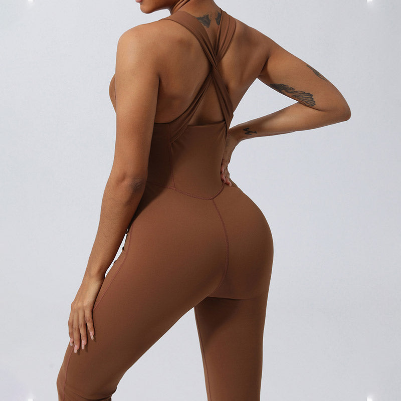 Buddha Stones Kobiety Trening Krzyżowy Bez Rękawów Rozkloszowany Kombinezon Sport Fitness Joga Body - image 5