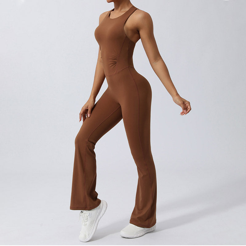 Buddha Stones Kobiety Trening Krzyżowy Bez Rękawów Rozkloszowany Kombinezon Sport Fitness Joga Body - image 3