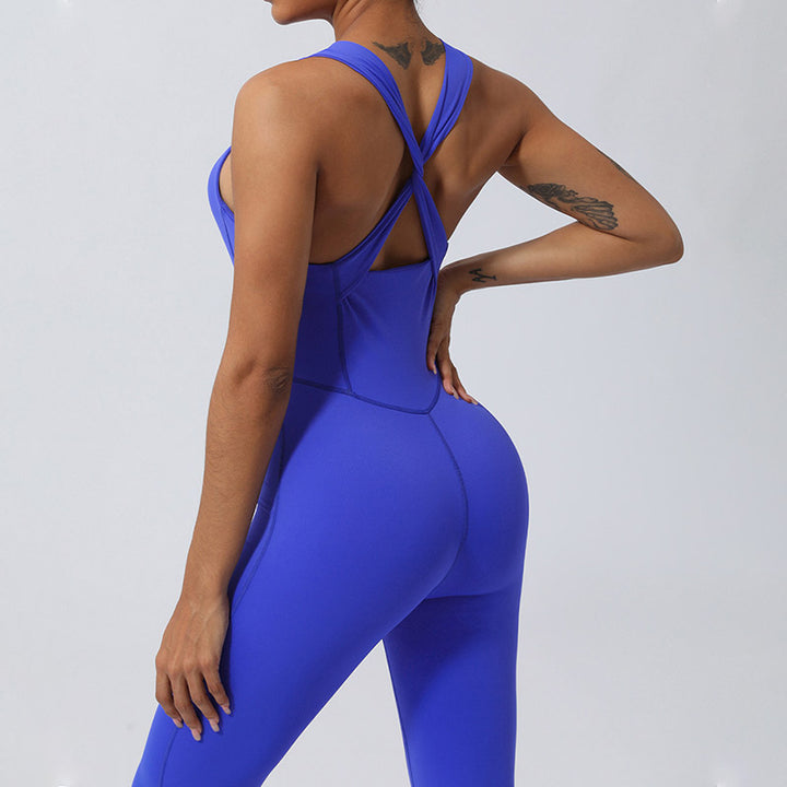 Buddha Stones Kobiety Trening Krzyżowy Bez Rękawów Rozkloszowany Kombinezon Sport Fitness Joga Body - image 19