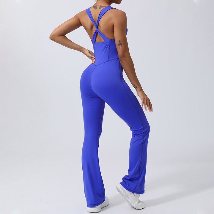 Buddha Stones Kobiety Trening Krzyżowy Bez Rękawów Rozkloszowany Kombinezon Sport Fitness Joga Body - image 17