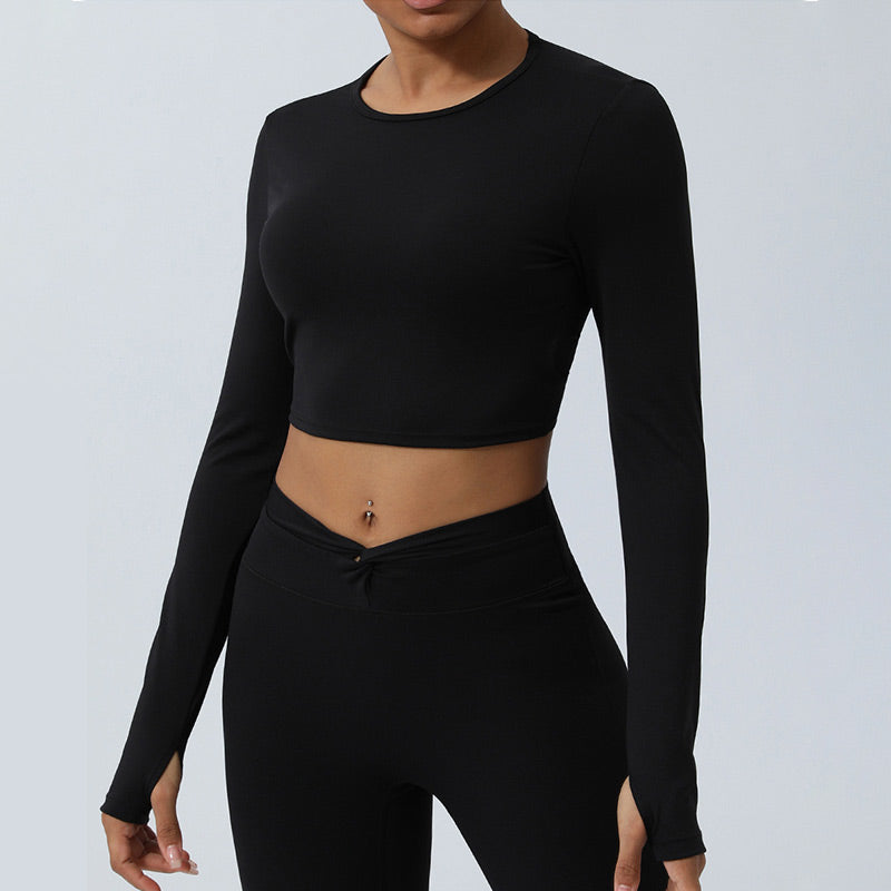 Buddha Stones Kobiety Trening Długi Rękaw Krzyżowy Top Bez Pleców Tee Legginsy Sport Fitness Joga Strój - image 28