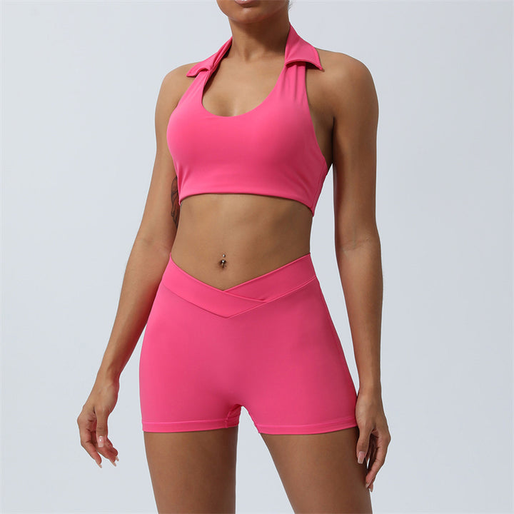 Buddha Stones 2 szt. trening bez rękawów top z odkrytym plecami spodenki rozkloszowane spodnie sportowy fitness joga strój zestaw - Różowy - 2 sztuki (top i spodenki) - US8-10, UK/AU12-14, EU40-42 (XL)  - image 11