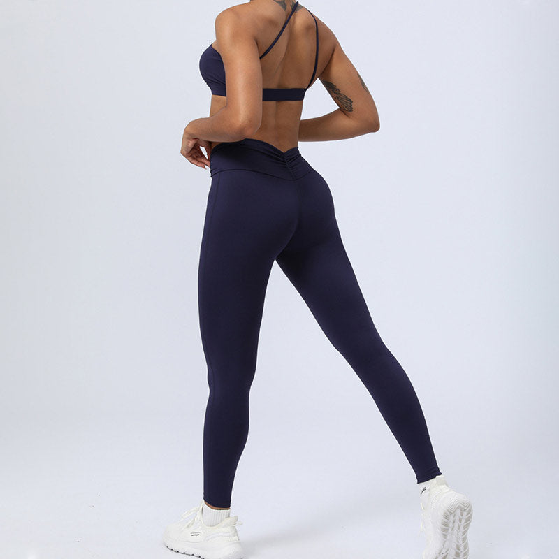 Buddha Stones 2 szt. bez pleców asymetryczny projekt top biustonosz spodenki legginsy spodnie fitness joga strój zestaw - image 29