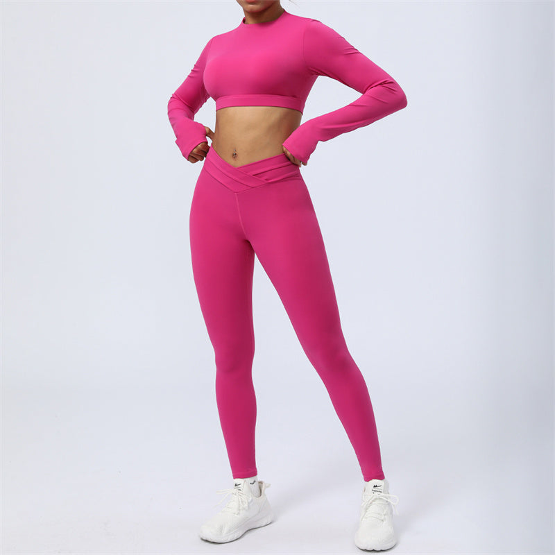 Buddha Stones 2 szt. Długi rękaw, top bez pleców, biustonosz, legginsy, spodnie, strój do fitnessu i jogi