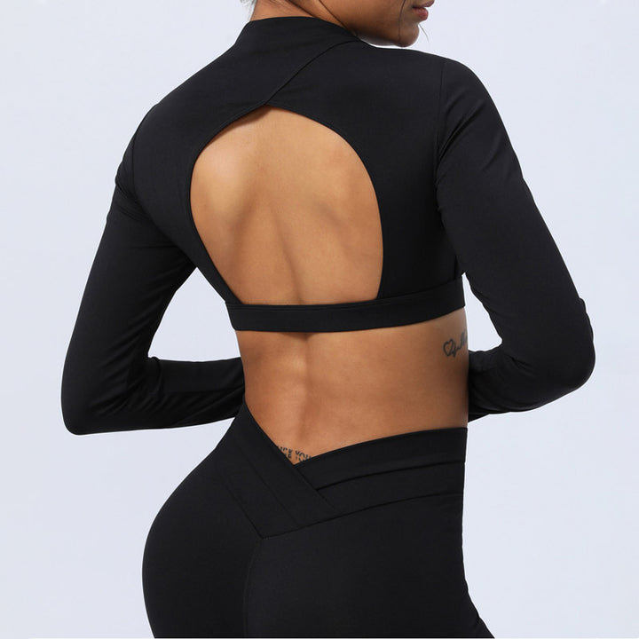 Buddha Stones 2 szt. Długi rękaw, top bez pleców, biustonosz, legginsy, spodnie, strój do fitnessu i jogi