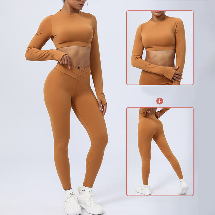 Buddha Stones 2 szt. Długi rękaw, top bez pleców, biustonosz, legginsy, spodnie, strój do fitnessu i jogi