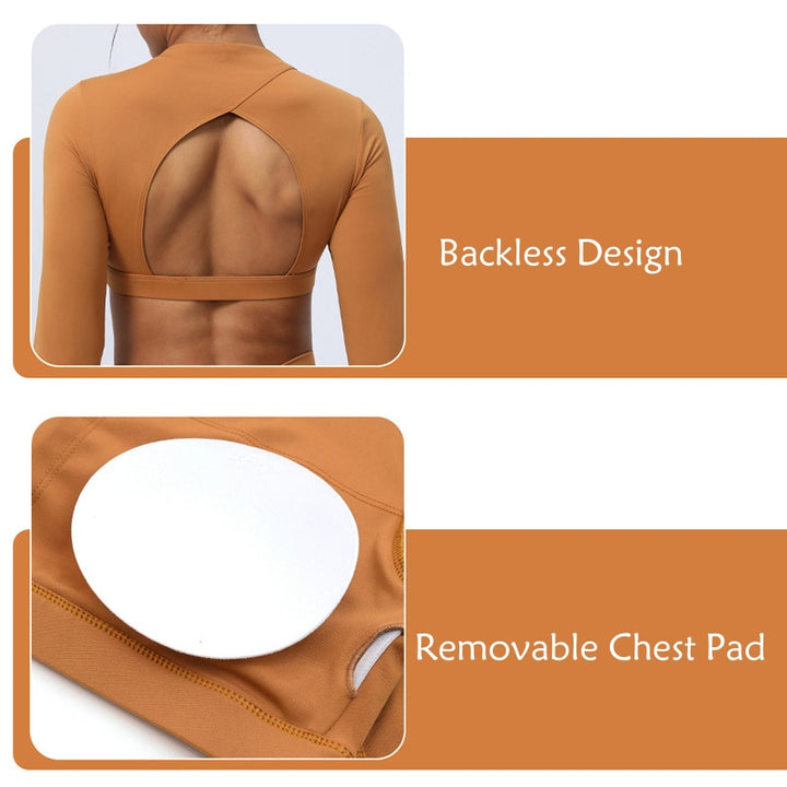 Buddha Stones 2 szt. Długi rękaw, top bez pleców, biustonosz, legginsy, spodnie, strój do fitnessu i jogi - image 7