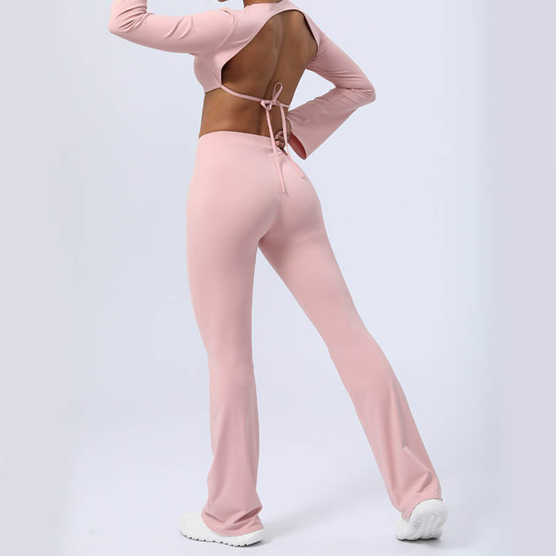 Buddha Stones Długi rękaw Biustonosz z odkrytymi plecami i ramiączkami Spodnie rozszerzane Fitness Joga Strój - image 41