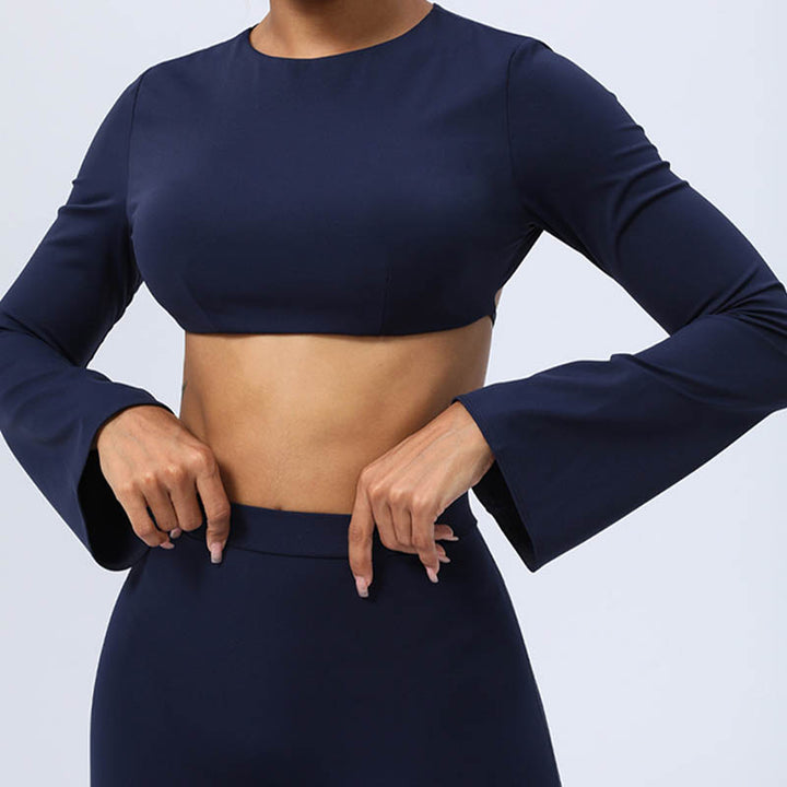 Buddha Stones Długi rękaw Biustonosz z odkrytymi plecami i ramiączkami Spodnie rozszerzane Fitness Joga Strój - image 33