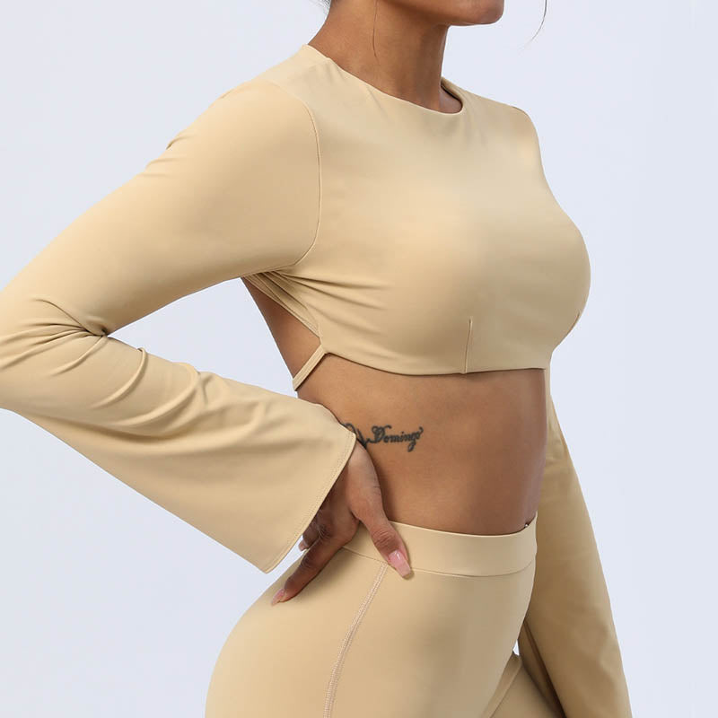 Buddha Stones Długi rękaw Biustonosz z odkrytymi plecami i ramiączkami Spodnie rozszerzane Fitness Joga Strój - image 23