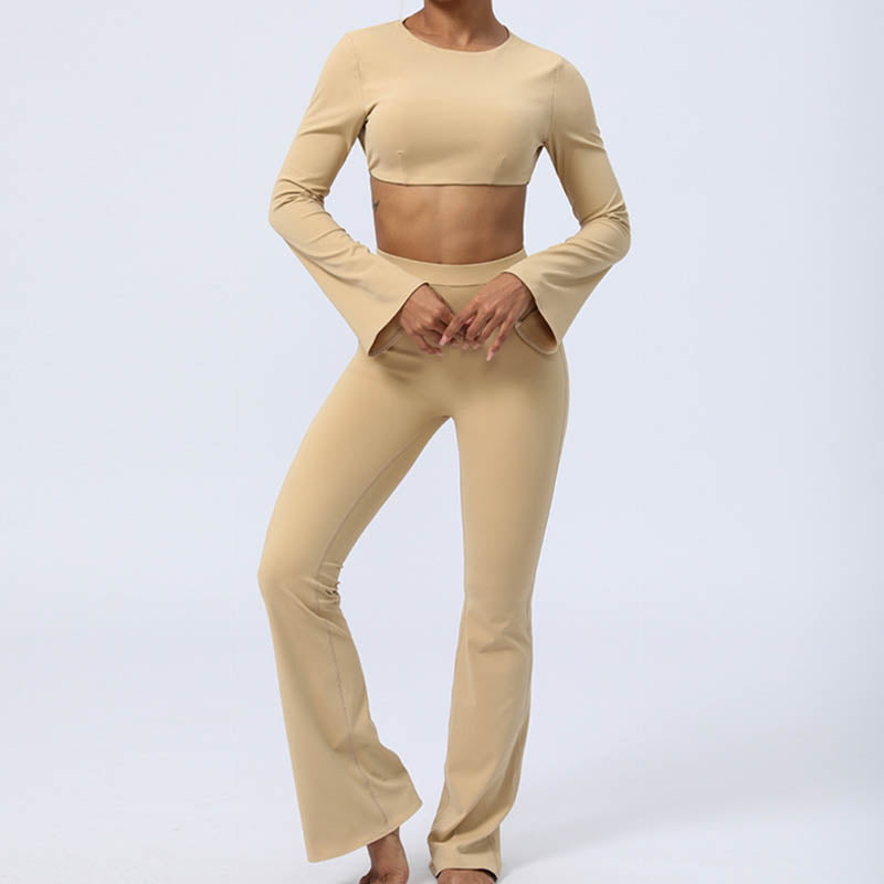 Buddha Stones Długi rękaw Biustonosz z odkrytymi plecami i ramiączkami Spodnie rozszerzane Fitness Joga Strój - image 27