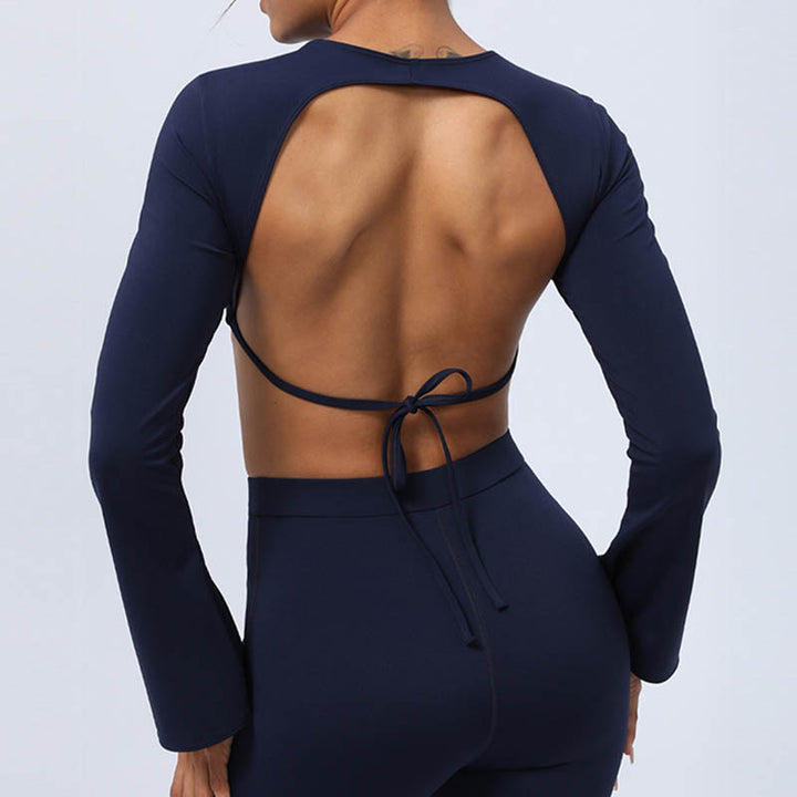 Buddha Stones Długi rękaw Biustonosz z odkrytymi plecami i ramiączkami Spodnie rozszerzane Fitness Joga Strój - image 32