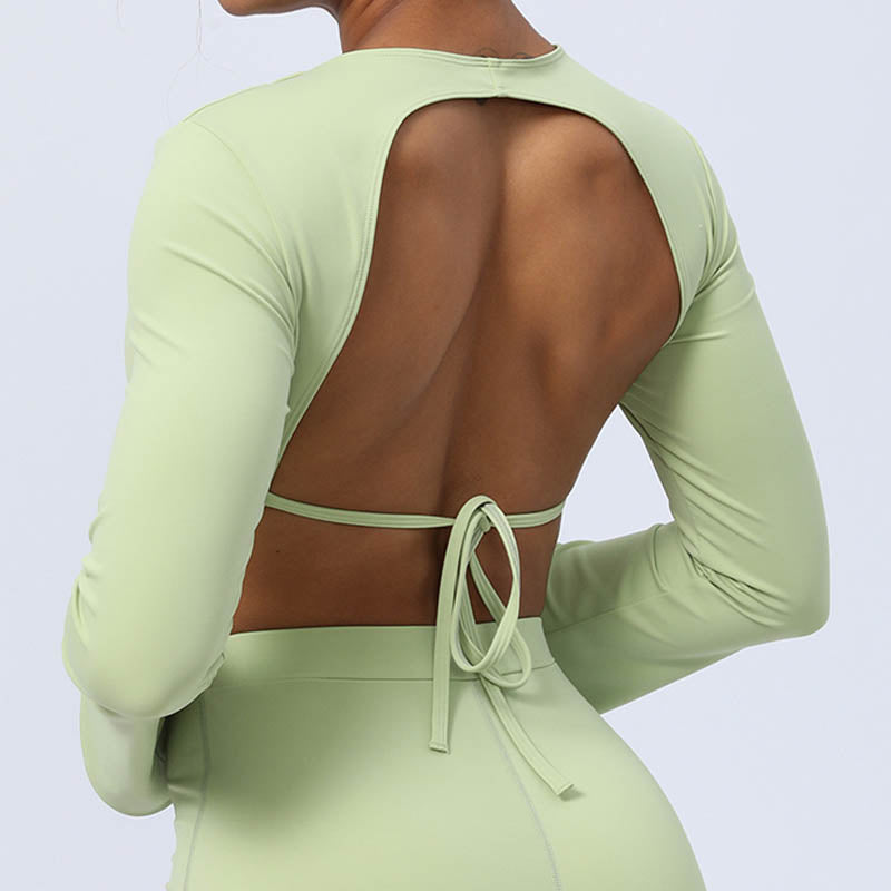 Buddha Stones Długi rękaw Biustonosz z odkrytymi plecami i ramiączkami Spodnie rozszerzane Fitness Joga Strój - image 9