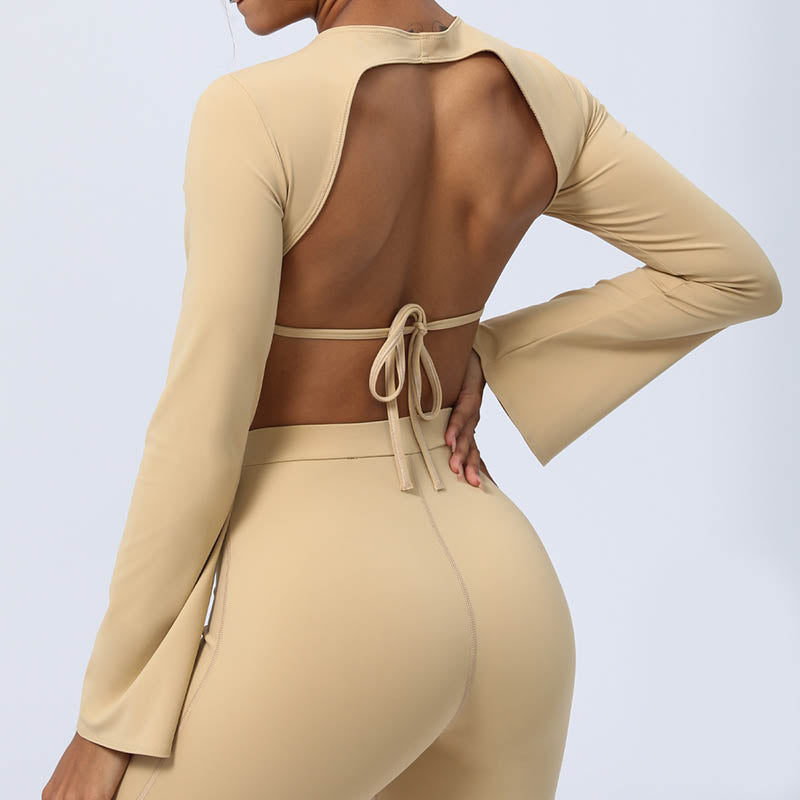 Buddha Stones Długi rękaw Biustonosz z odkrytymi plecami i ramiączkami Spodnie rozszerzane Fitness Joga Strój - image 22