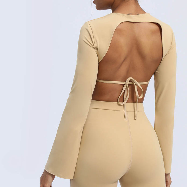 Buddha Stones Długi rękaw Biustonosz z odkrytymi plecami i ramiączkami Spodnie rozszerzane Fitness Joga Strój - image 25