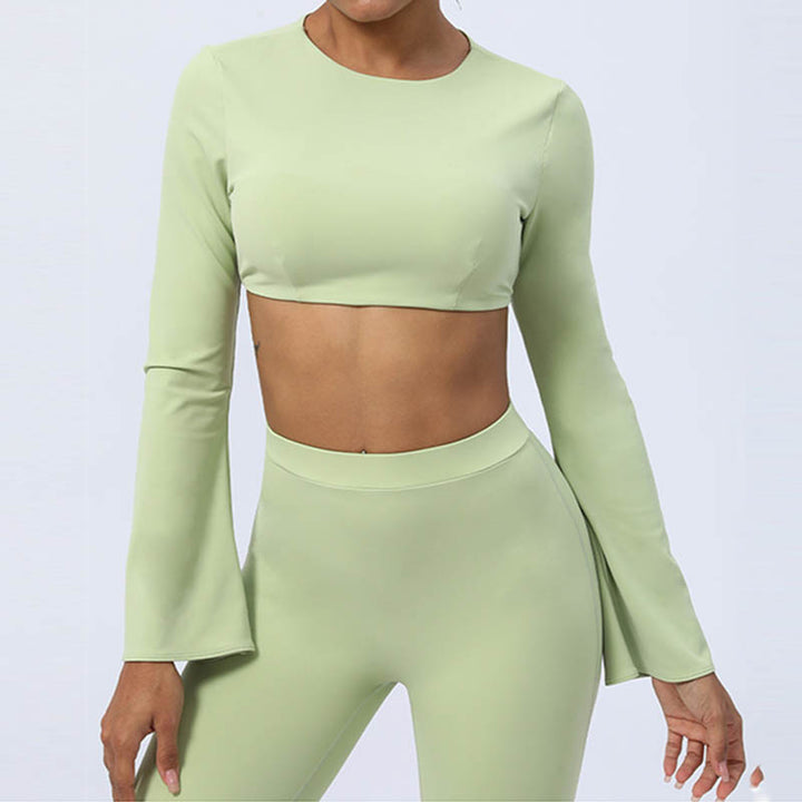 Buddha Stones Długi rękaw Biustonosz z odkrytymi plecami i ramiączkami Spodnie rozszerzane Fitness Joga Strój - image 10