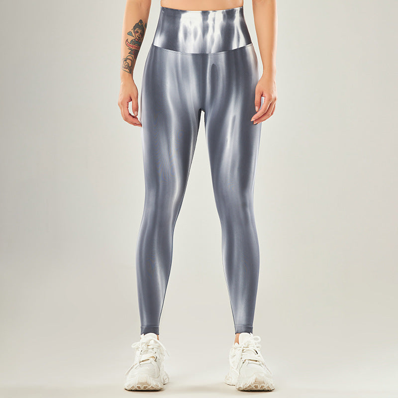 Spodnie sportowe z wysokim stanem i nadrukiem Tie Dye z motywem Buddha Stones, damskie spodnie do jogi