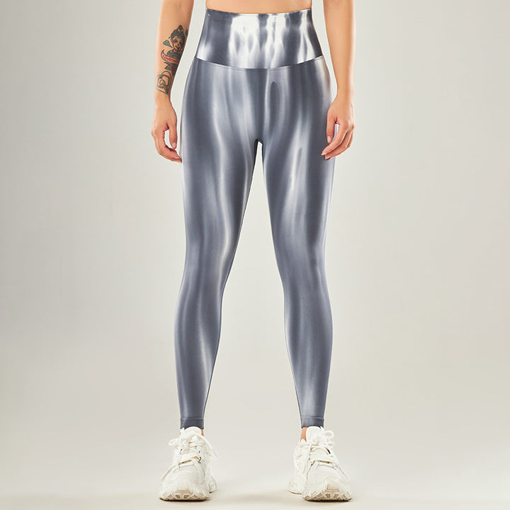 Spodnie sportowe z wysokim stanem i nadrukiem Tie Dye z motywem Buddha Stones, damskie spodnie do jogi