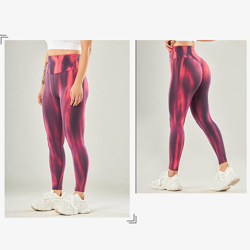 Spodnie sportowe z wysokim stanem i nadrukiem Tie Dye z motywem Buddha Stones, damskie spodnie do jogi