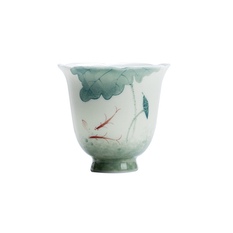 Buddha Stones Koi Ryba Lotos Wzór Liści Ceramiczny Filiżanka Kung Fu Filiżanka Do Herbaty 65 ml