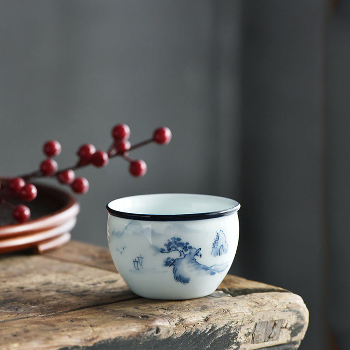 Buddha Stones Ryba Koi Kwiat Lotosu Liść Góry Drzewo Ceramiczny Filiżanka Kung Fu Filiżanka do Herbaty 130ml