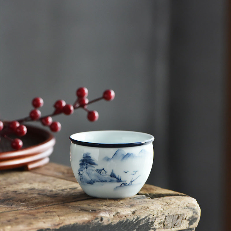 Buddha Stones Ryba Koi Kwiat Lotosu Liść Góry Drzewo Ceramiczny Filiżanka Kung Fu Filiżanka do Herbaty 130ml