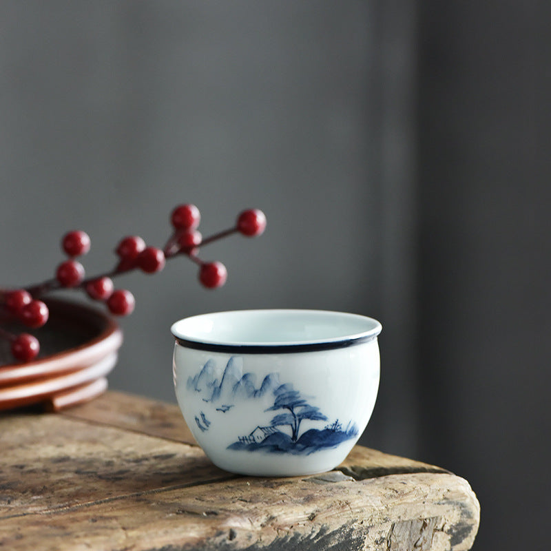 Buddha Stones Ryba Koi Kwiat Lotosu Liść Góry Drzewo Ceramiczny Filiżanka Kung Fu Filiżanka do Herbaty 130ml
