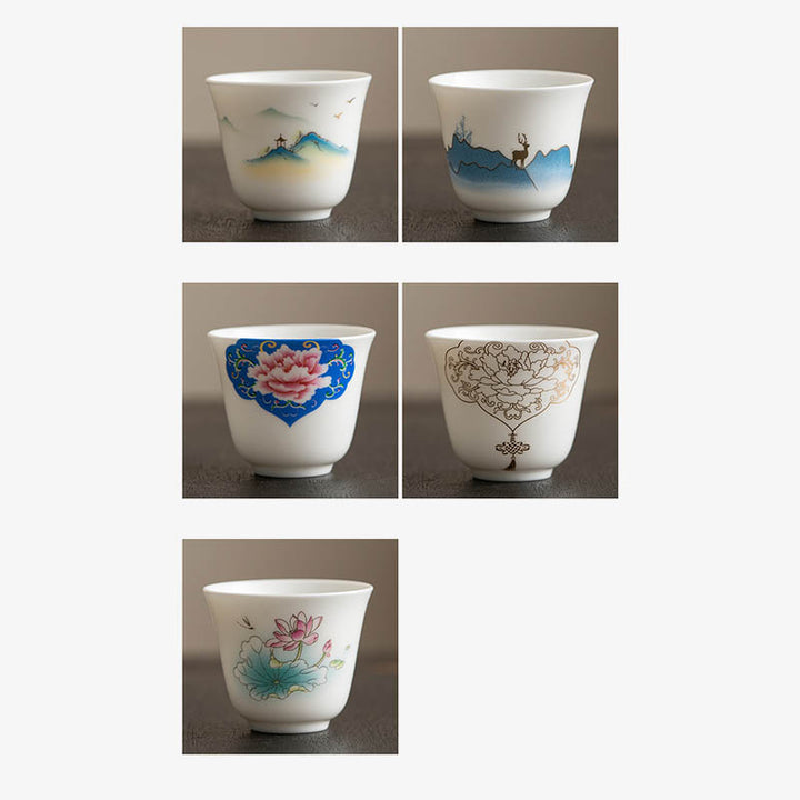 Buddha Stones Lotosu Liść Pawilon Górski Łoś Piwonia Ceramiczna Filiżanka Kung Fu Filiżanka Do Herbaty
