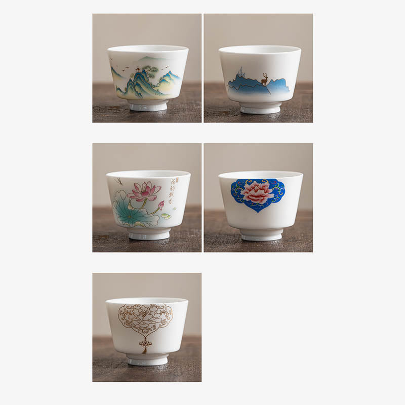 Buddha Stones Lotosu Liść Pawilon Górski Łoś Piwonia Ceramiczna Filiżanka Kung Fu Filiżanka Do Herbaty