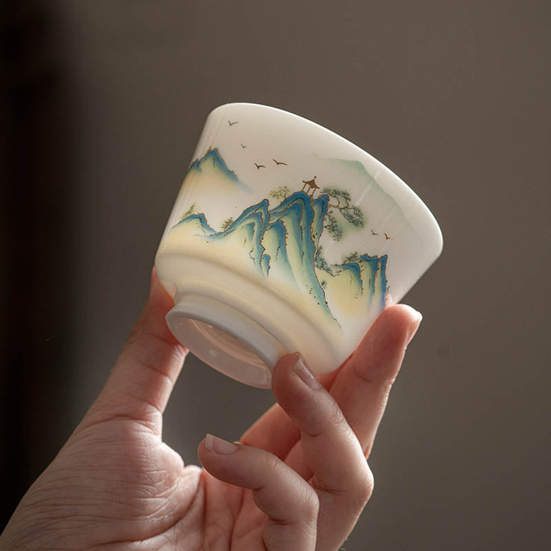 Buddha Stones Lotosu Liść Pawilon Górski Łoś Piwonia Ceramiczna Filiżanka Kung Fu Filiżanka Do Herbaty