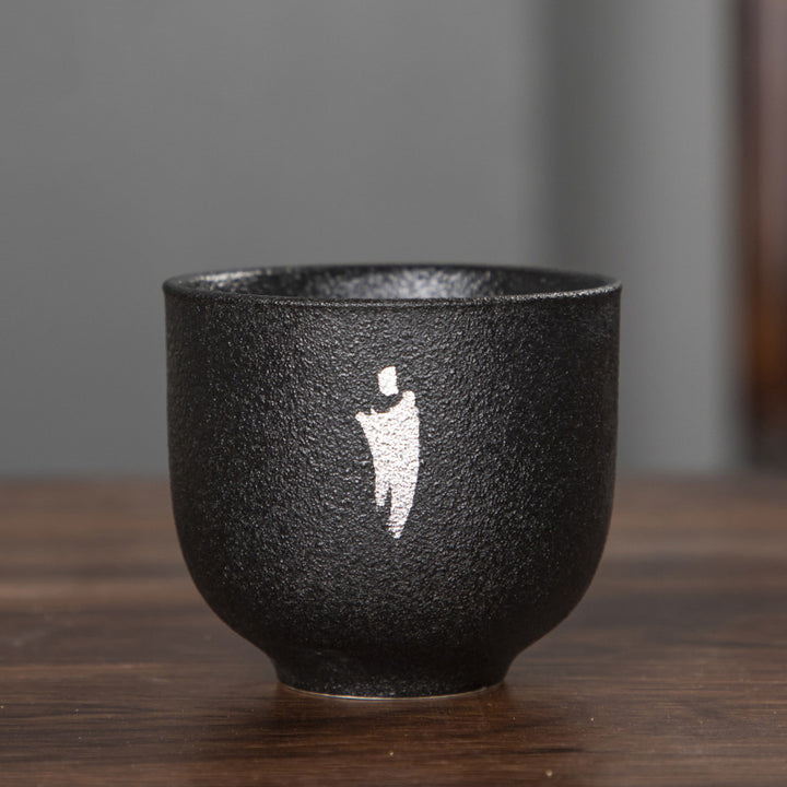 Buddha Stones Malowane Ręcznie Kwiat Lotosu Bambus Chryzantema Czarna Ceramika Ceramiczna Filiżanka Do Herbaty Kung Fu 95 ml