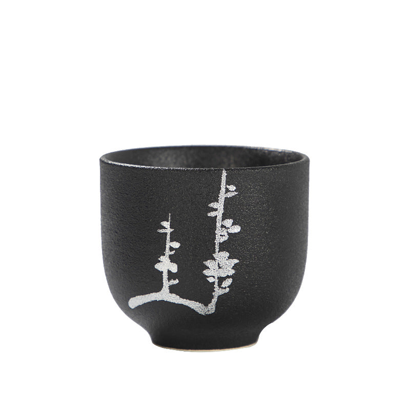 Buddha Stones Malowane Ręcznie Kwiat Lotosu Bambus Chryzantema Czarna Ceramika Ceramiczna Filiżanka Do Herbaty Kung Fu 95 ml