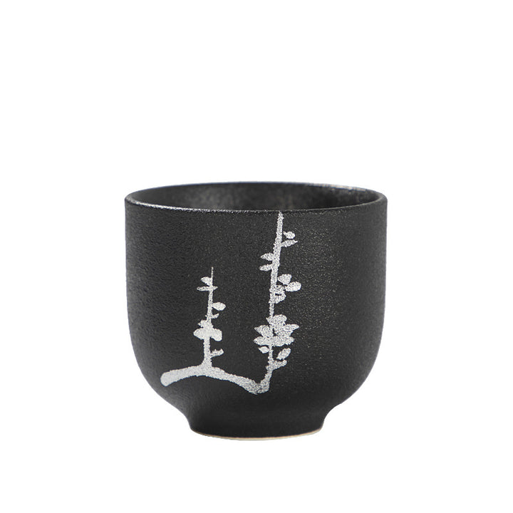 Buddha Stones Malowane Ręcznie Kwiat Lotosu Bambus Chryzantema Czarna Ceramika Ceramiczna Filiżanka Do Herbaty Kung Fu 95 ml