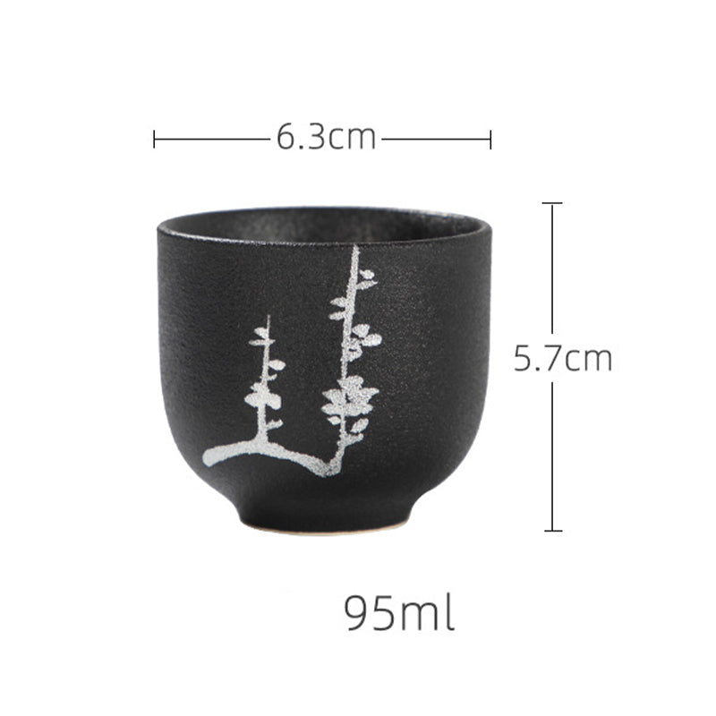 Buddha Stones Malowane Ręcznie Kwiat Lotosu Bambus Chryzantema Czarna Ceramika Ceramiczna Filiżanka Do Herbaty Kung Fu 95 ml