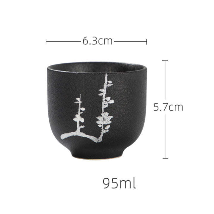 Buddha Stones Malowane Ręcznie Kwiat Lotosu Bambus Chryzantema Czarna Ceramika Ceramiczna Filiżanka Do Herbaty Kung Fu 95 ml