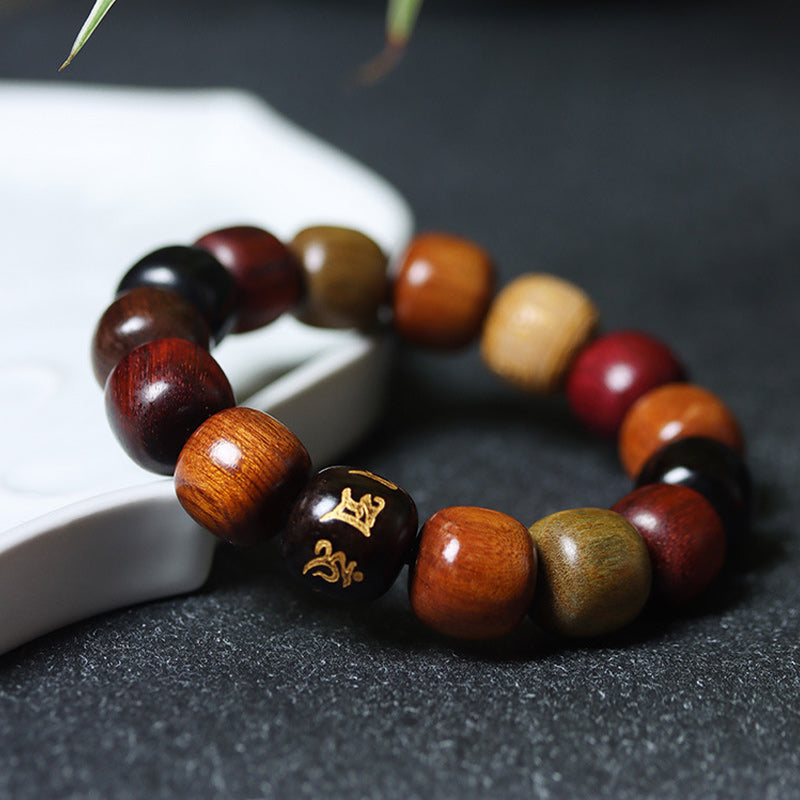 Buddha Stones Tybet Różnorodne Drewno Om Mani Padme Hum Bransoletka Czystości