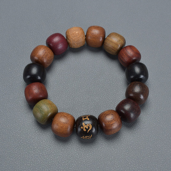 Buddha Stones Tybet Różnorodne Drewno Om Mani Padme Hum Bransoletka Czystości