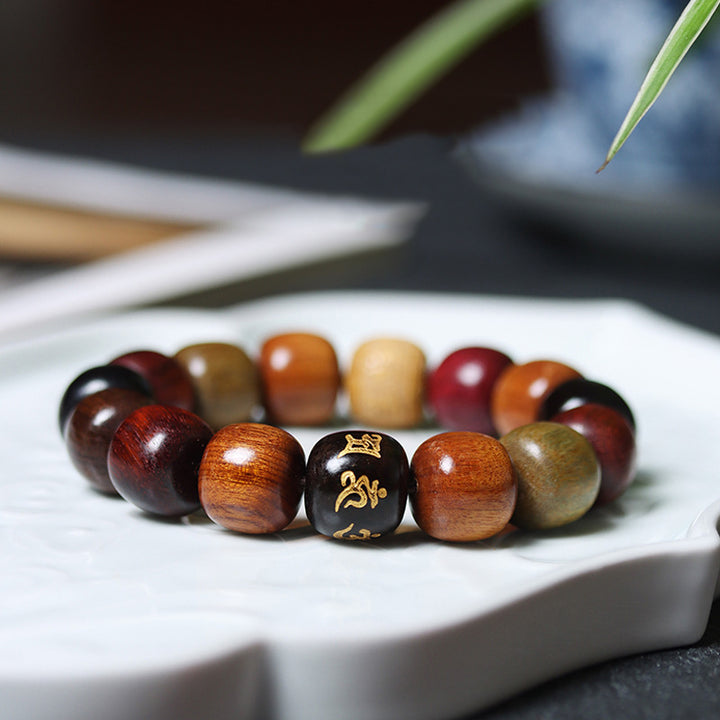 Buddha Stones Tybet Różnorodne Drewno Om Mani Padme Hum Bransoletka Czystości