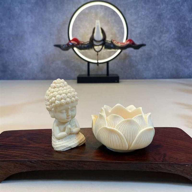Buddha Stones Mini kość słoniowa owoce Tathagata budda lotos Kwan Yin Avalokitesvara Manjusri Samantabhadra spokój dekoracja biurka - image 3