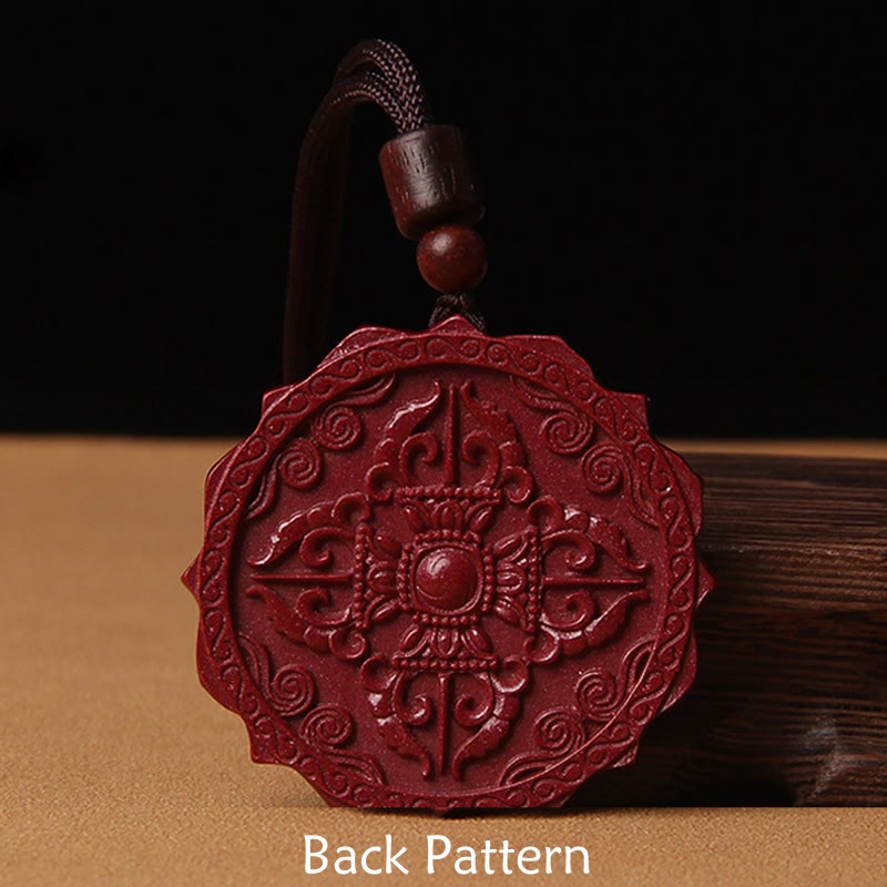 Buddha Stones Naturalny Cynobrowy Lotos Om Mani Padme Hum Błogosławieństwo Naszyjnik Wisiorek Sznurkowy