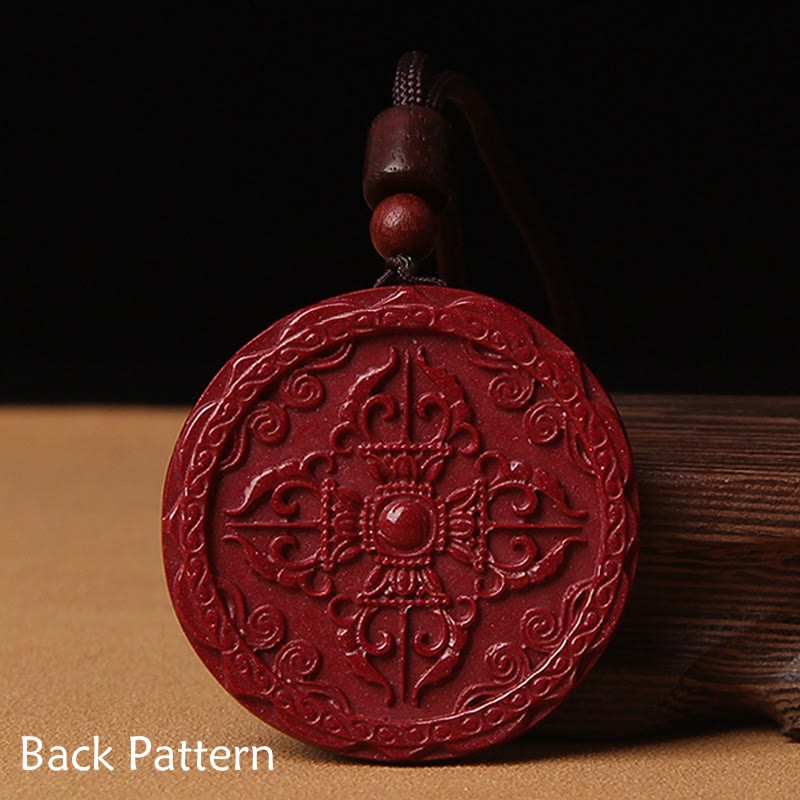 Buddha Stones Naturalny Cynobrowy Lotos Om Mani Padme Hum Błogosławieństwo Naszyjnik Wisiorek Sznurkowy