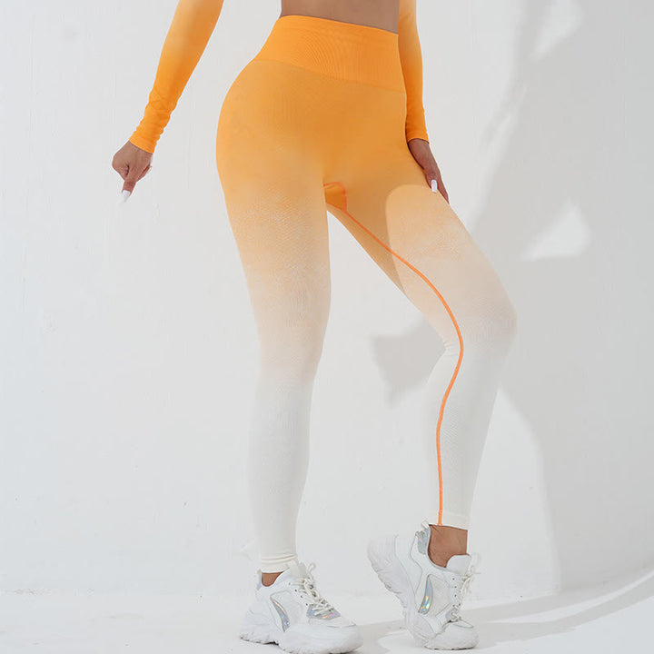 Buddha Stones Gradient Długi rękaw Crop Top Tee Biustonosz Legginsy Spodnie Fitness Joga Strój - image 22
