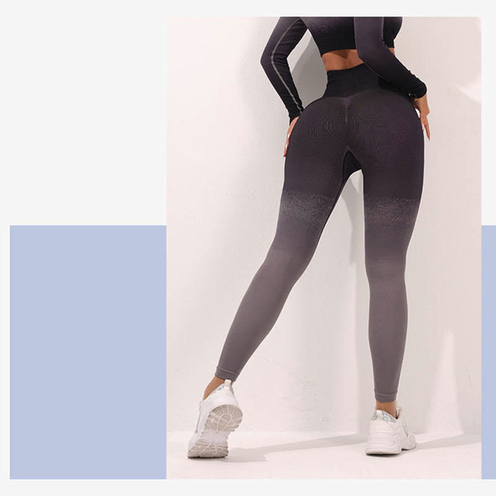 Buddha Stones Gradient Długi rękaw Crop Top Tee Biustonosz Legginsy Spodnie Fitness Joga Strój - image 17