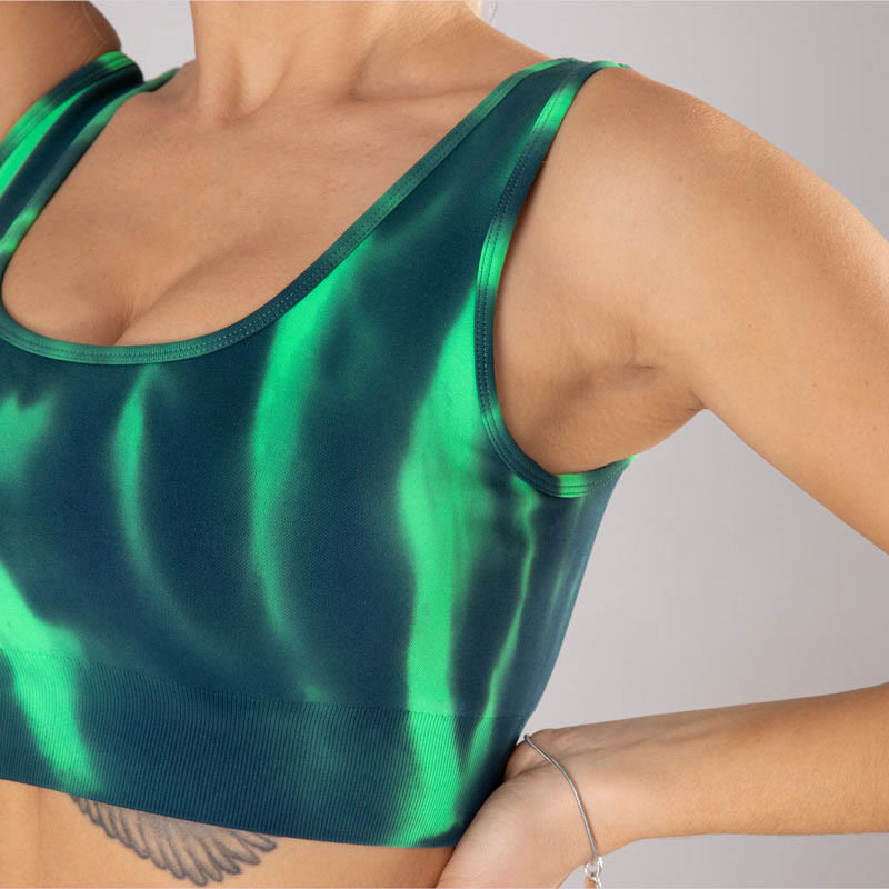 Buddha Stones 2 szt. Tie Dye Print Seamless Crop Top Biustonosz Szorty Sport Fitness Siłownia Joga Stroje