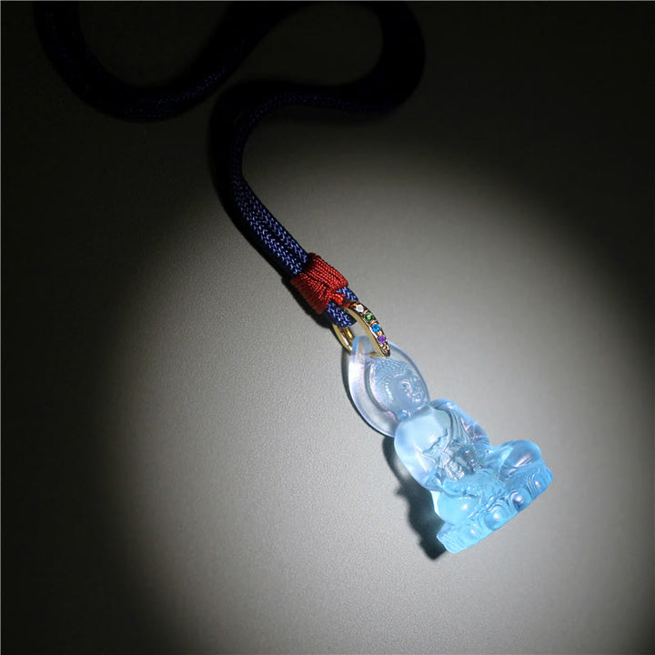 Buddha Stones Niebieski Tathagata Budda Medycyna Budda Liuli Kryształ Spokój Amulet Naszyjnik Wisiorek - image 4