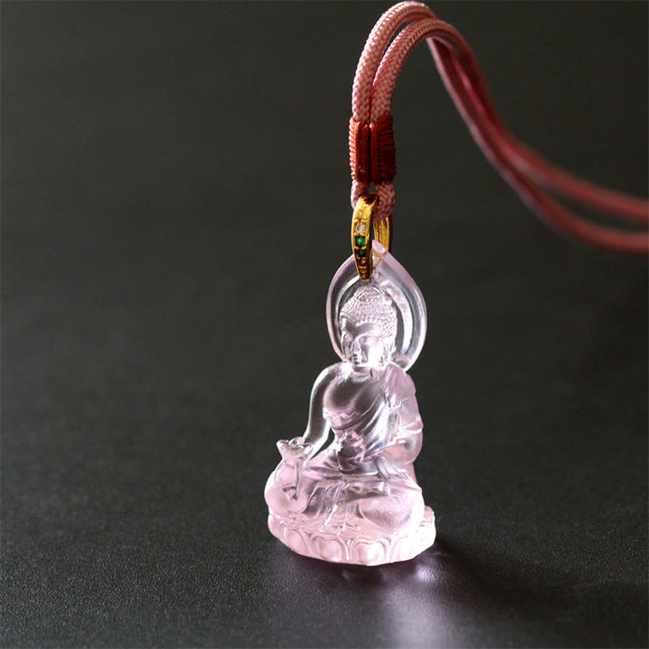 Buddha Stones Niebieski Tathagata Budda Medycyna Budda Liuli Kryształ Spokój Amulet Naszyjnik Wisiorek - image 19
