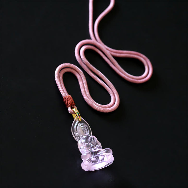 Buddha Stones Niebieski Tathagata Budda Medycyna Budda Liuli Kryształ Spokój Amulet Naszyjnik Wisiorek - image 21