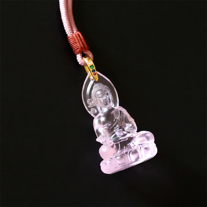 Buddha Stones Niebieski Tathagata Budda Medycyna Budda Liuli Kryształ Spokój Amulet Naszyjnik Wisiorek - image 20