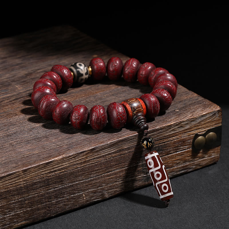 Buddha Stones Tybet Bodhi Nasiona Dzi Koralik Tańczący Lew Szczęście Bransoletka Mala Nadgarstek